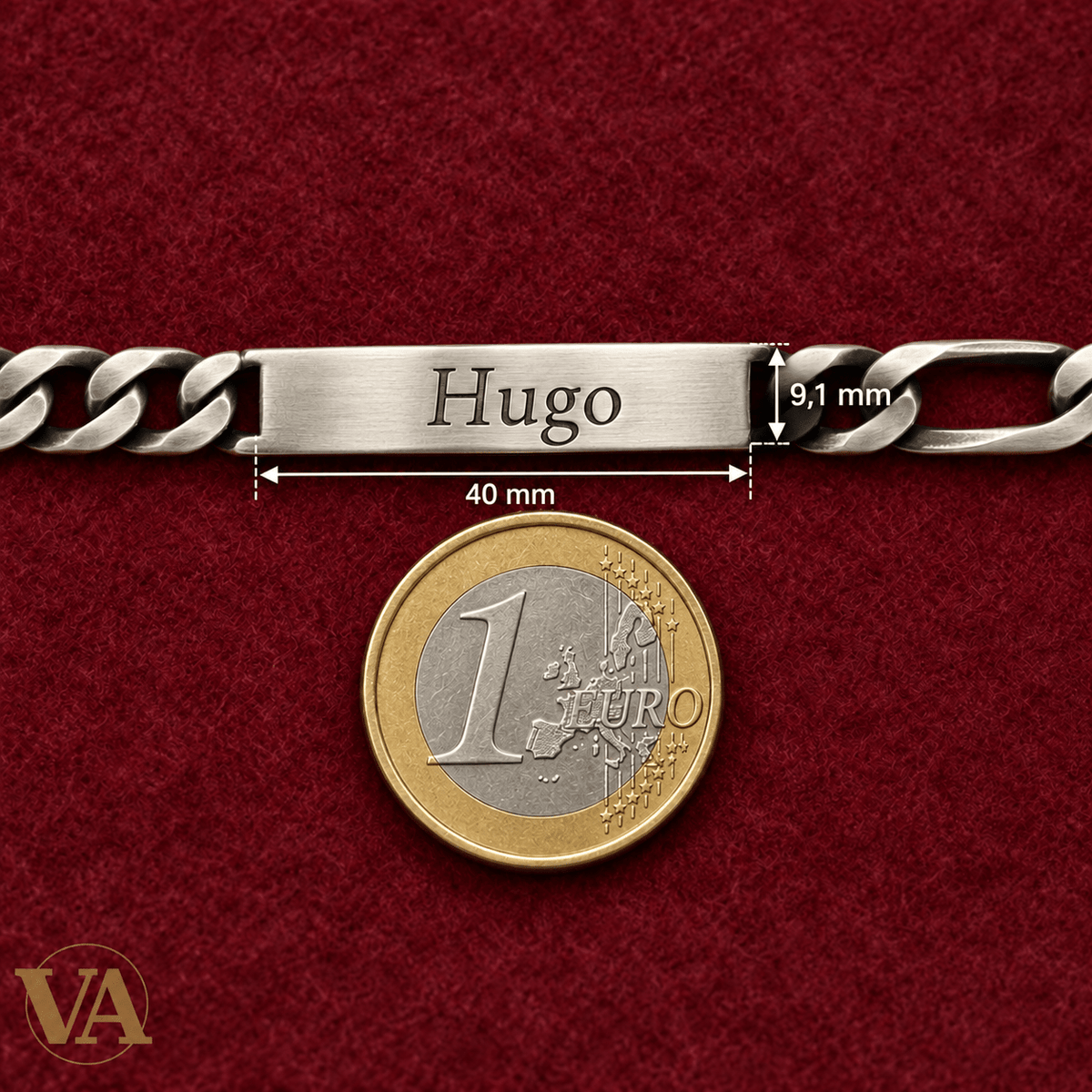Gourmette homme argent 925 vieilli à graver — Figaro 1+3, 22 cm - Argent 925 - Vindicta