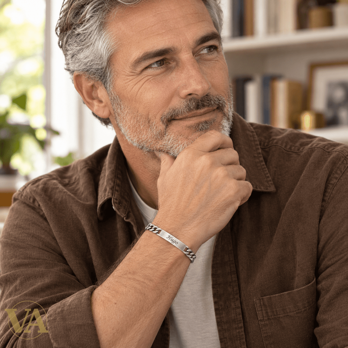Gourmette homme argent 925 vieilli à graver — Figaro 1+3, 22 cm - Argent 925 - Vindicta