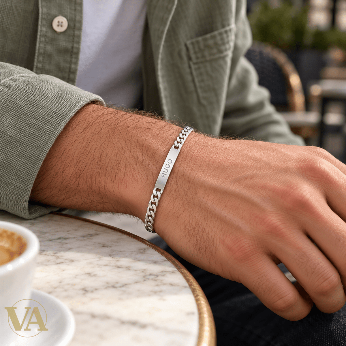 Gourmette homme argent 925 rhodié à graver — Maille classique, 18 cm - Argent 925 - Vindicta
