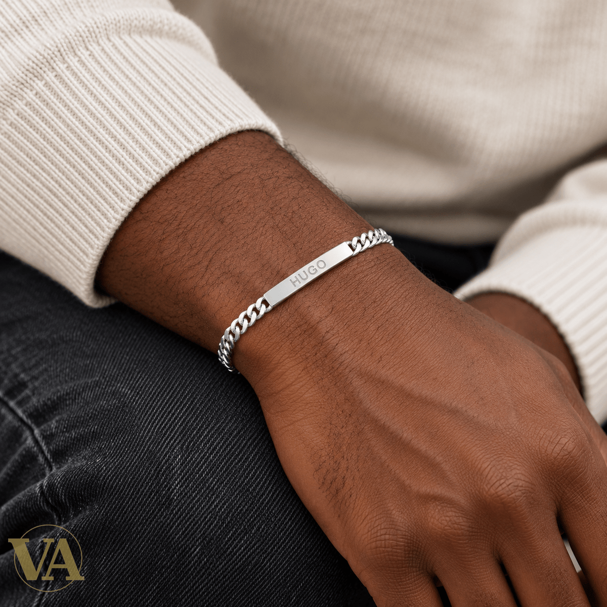 Gourmette homme argent 925 rhodié à graver — Maille classique, 18 cm - Argent 925 - Vindicta
