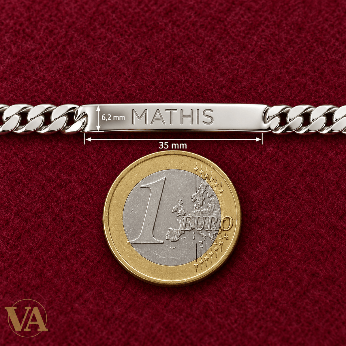 Bracelet identité homme argent 925 rhodié à graver — Maille classique, 20 cm - Argent 925 - Vindicta