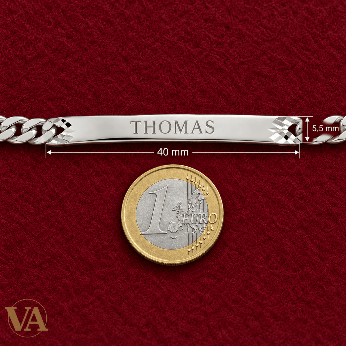 Gourmette homme argent 925 rhodié classique à plaque décorée 18 cm à graver - Argent 925 - Vindicta