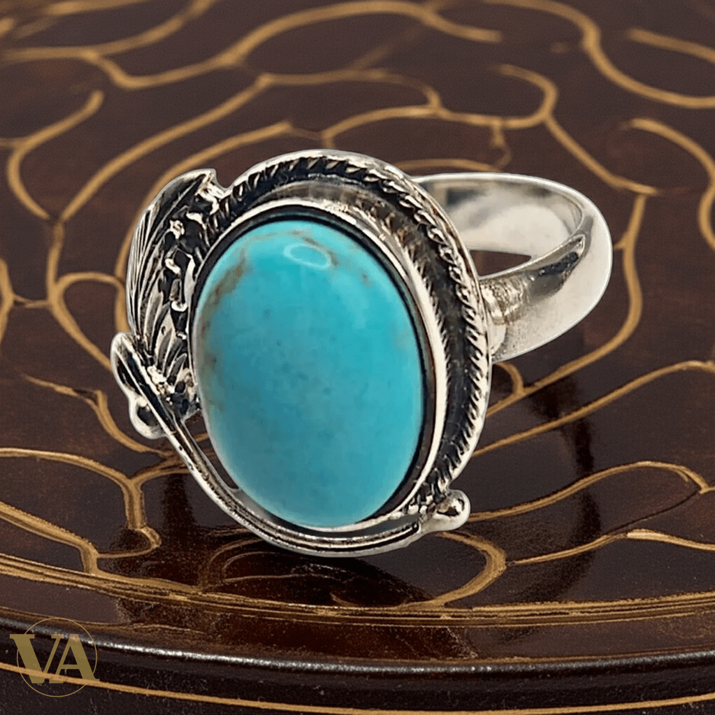 Bague Femme Argent 925 Turquoise Cabochon Ovale - Argent 925 - Vindicta