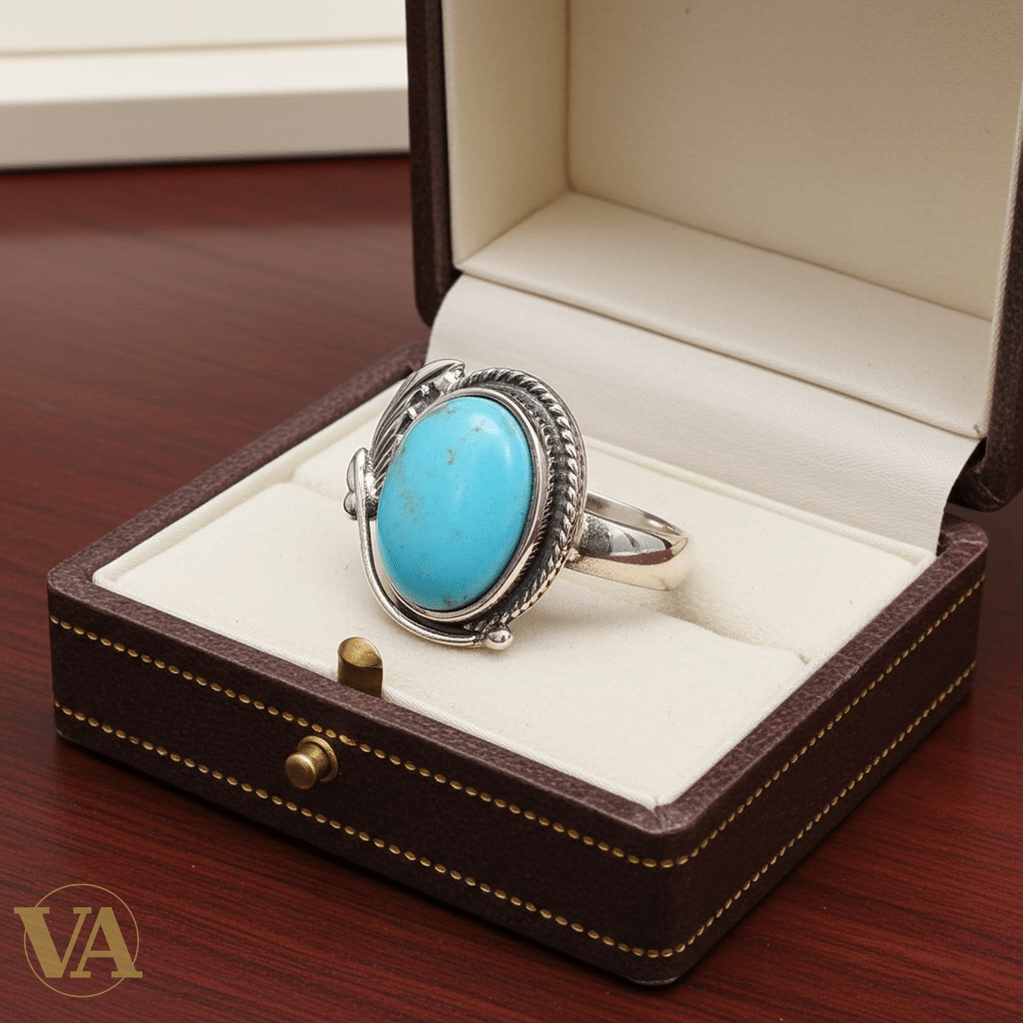 Bague Femme Argent 925 Turquoise Cabochon Ovale - Argent 925 - Vindicta