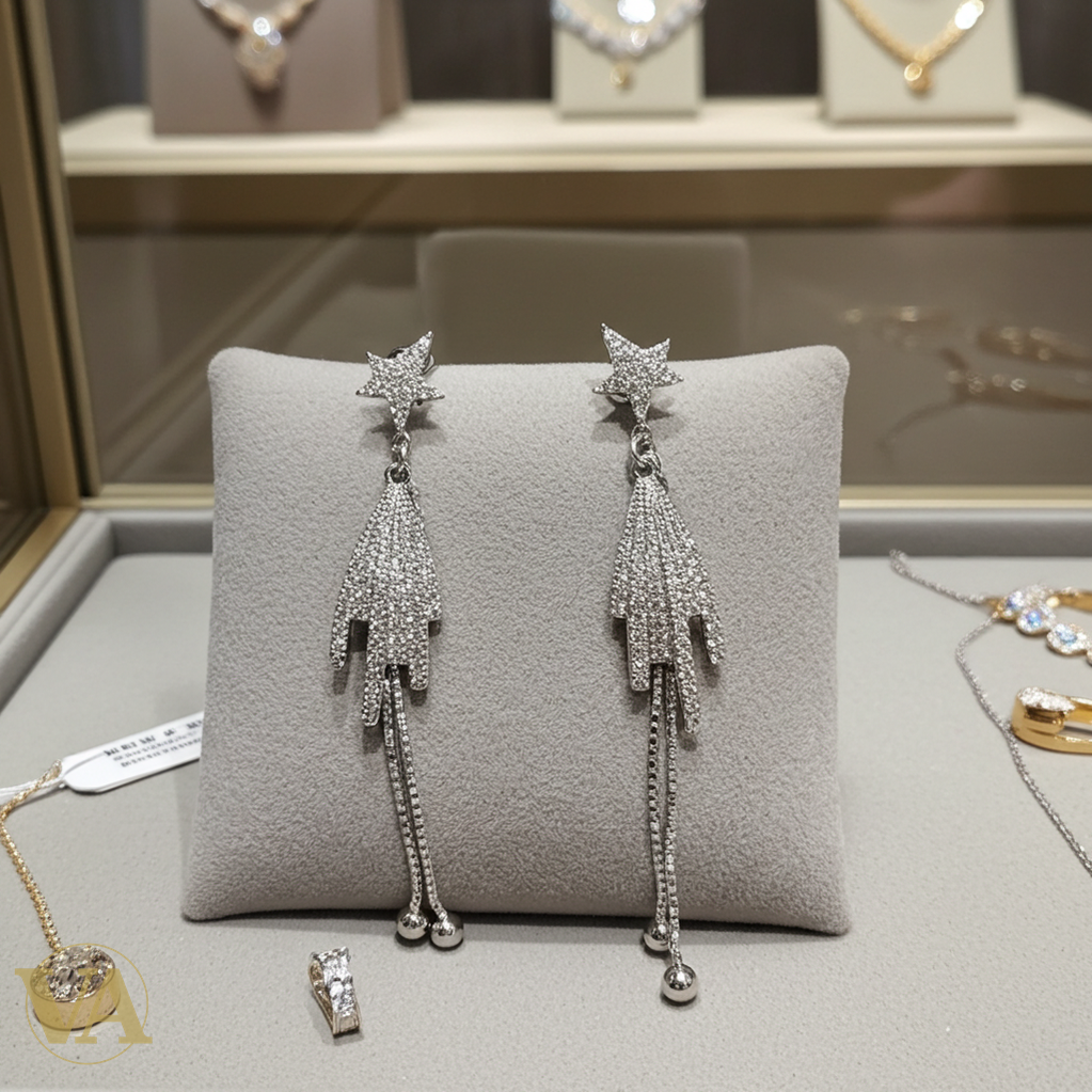 Boucles d’oreilles Femme étoile filante pendantes en Argent 925 – Zirconium blanc-Vindicta : Bijoux Argent 925 Massif, Luxe et Héritage