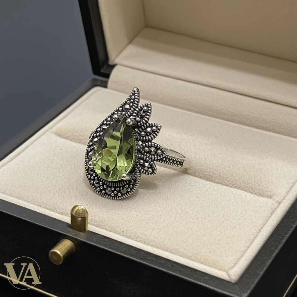 Bague Femme Argent 925 & Sultanite Goutte – Sertie de Marcassites - Argent 925 - Vindicta