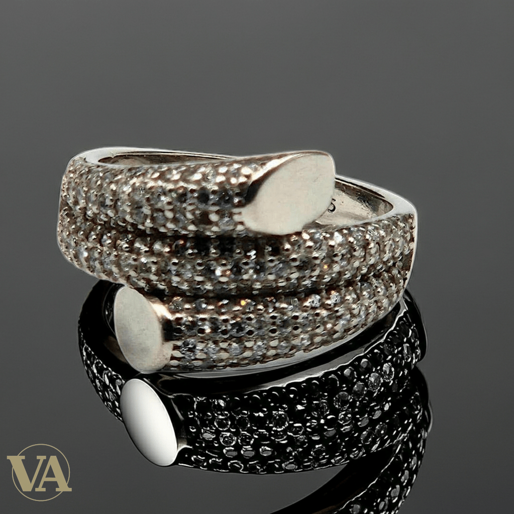 Bague femme argent 925 – Design croisé serti de zirconiums – Élégance moderne - Argent 925 - Vindicta
