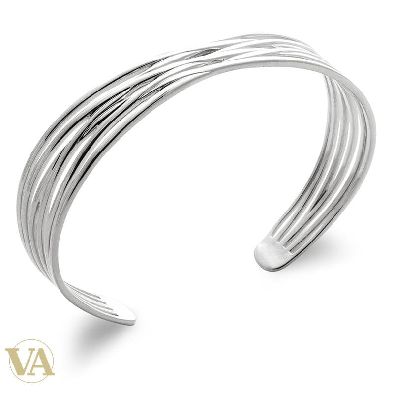 Jonc argent 925 rhodié multibrins croisés - Argent 925 - Vindicta