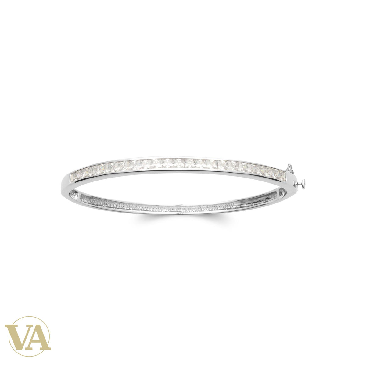 Jonc argent 925 rhodié ligne d’oxydes de zirconium - Argent 925 - Vindicta