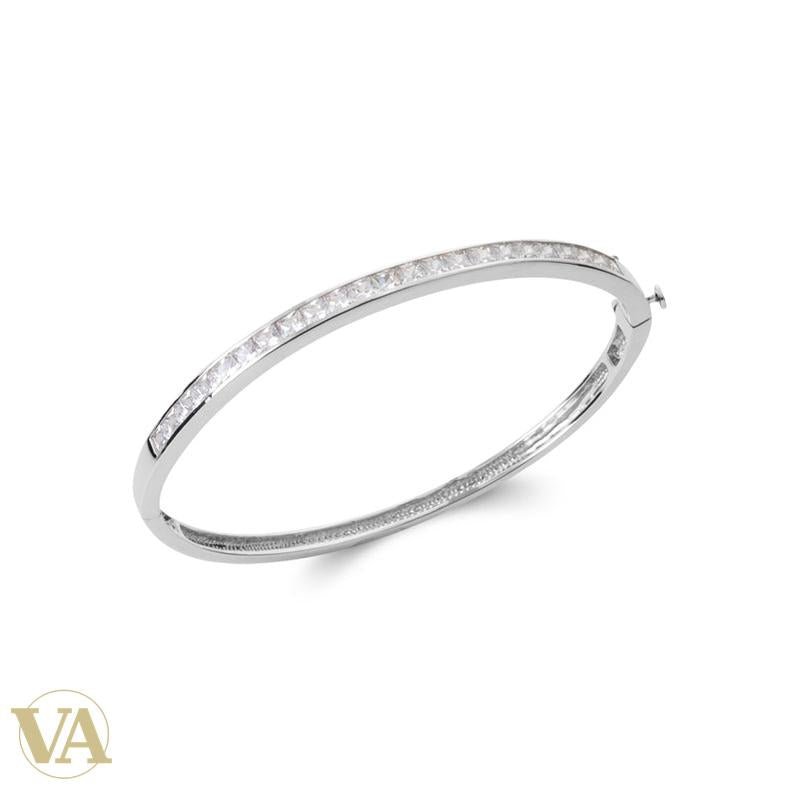 Jonc argent 925 rhodié ligne d’oxydes de zirconium - Argent 925 - Vindicta