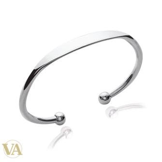 Jonc argent 925 ruban lisse à embouts boule - Argent 925 - Vindicta