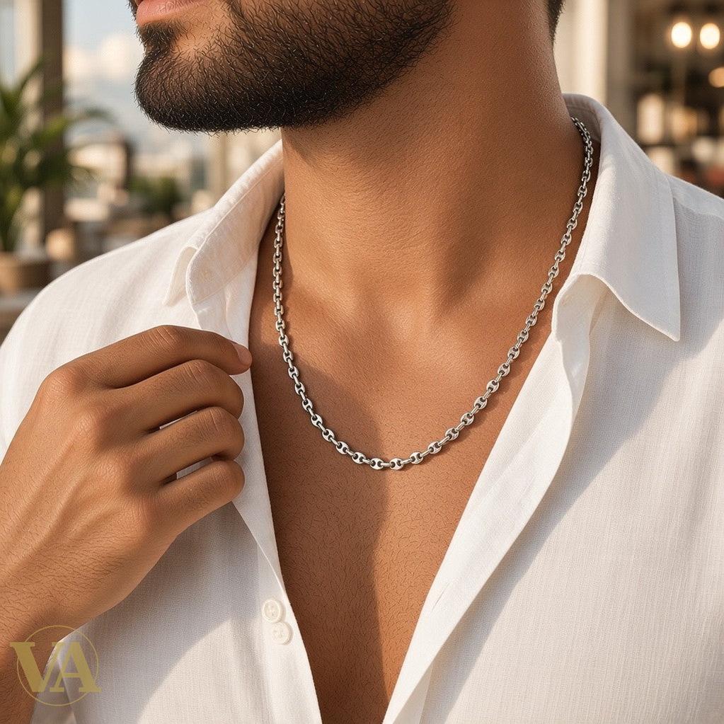 Chaîne Homme Argent 925 – Maille Grain de Café 4 mm - Argent 925 - Vindicta