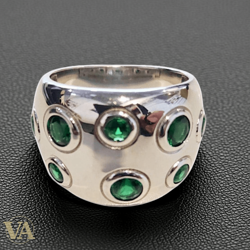 Bague Femme Argent 925 Large Pierres Vertes - Argent 925 - Vindicta