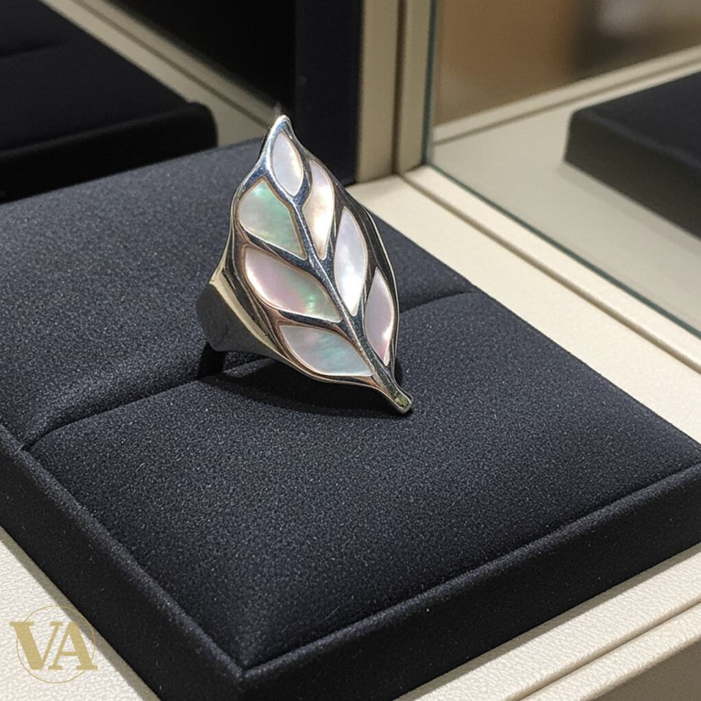 Bague Femme feuille argent 925 & nacre-Vindicta : Bijoux Argent 925 Massif, Luxe et Héritage
