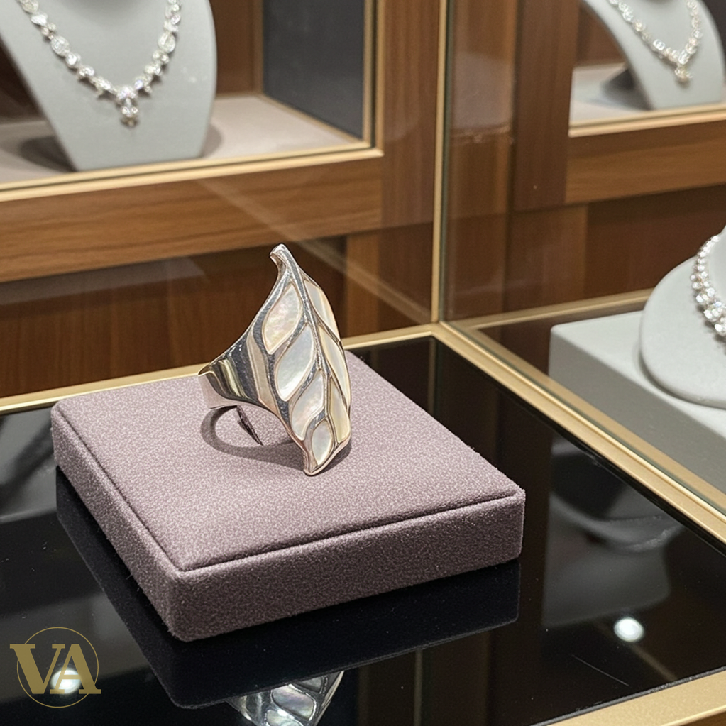 Bague Femme feuille argent 925 & nacre-Vindicta : Bijoux Argent 925 Massif, Luxe et Héritage
