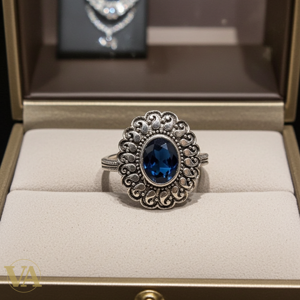 Bague argent 925 femme – Pierre bleue ovale facettée-Vindicta : Bijoux Argent 925 Massif, Luxe et Héritage