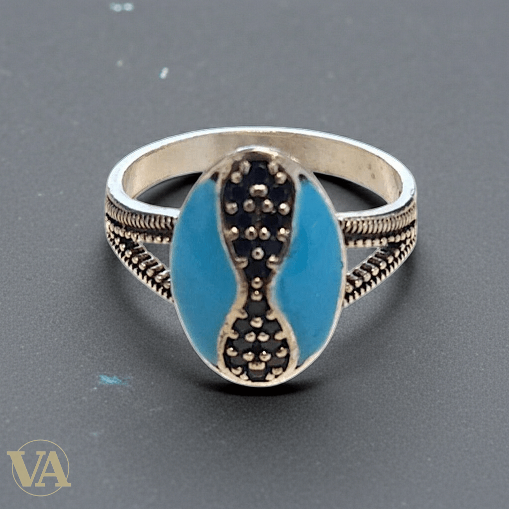 Bague Femme Argent 925 Turquoise & Marcassites - Argent 925 - Vindicta