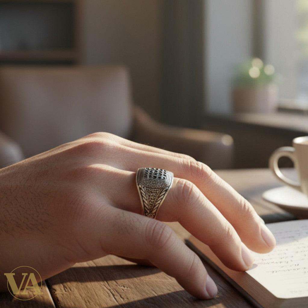 Bague Homme Argent 925 & Marcassite large