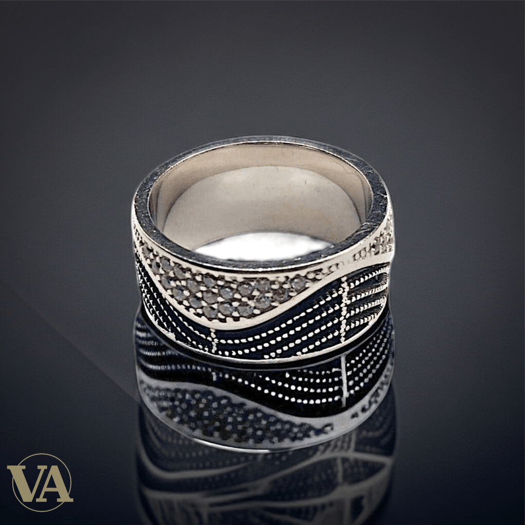 Bague Femme argent 925 pavée – Vague bicolore - Argent 925 - Vindicta