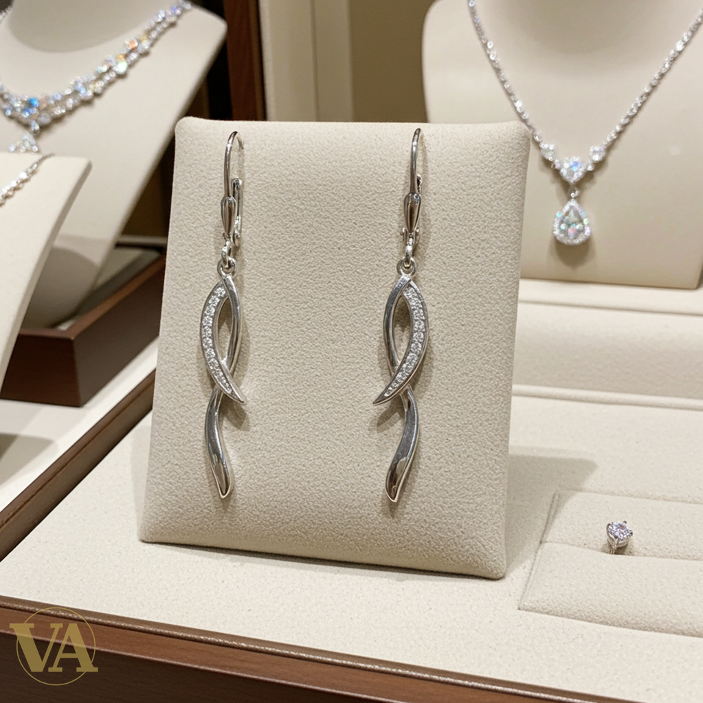 Boucles d'Oreilles Femme Pendantes Argent 925 – Torsade & Zirconium-Vindicta : Bijoux Argent 925 Massif, Luxe et Héritage