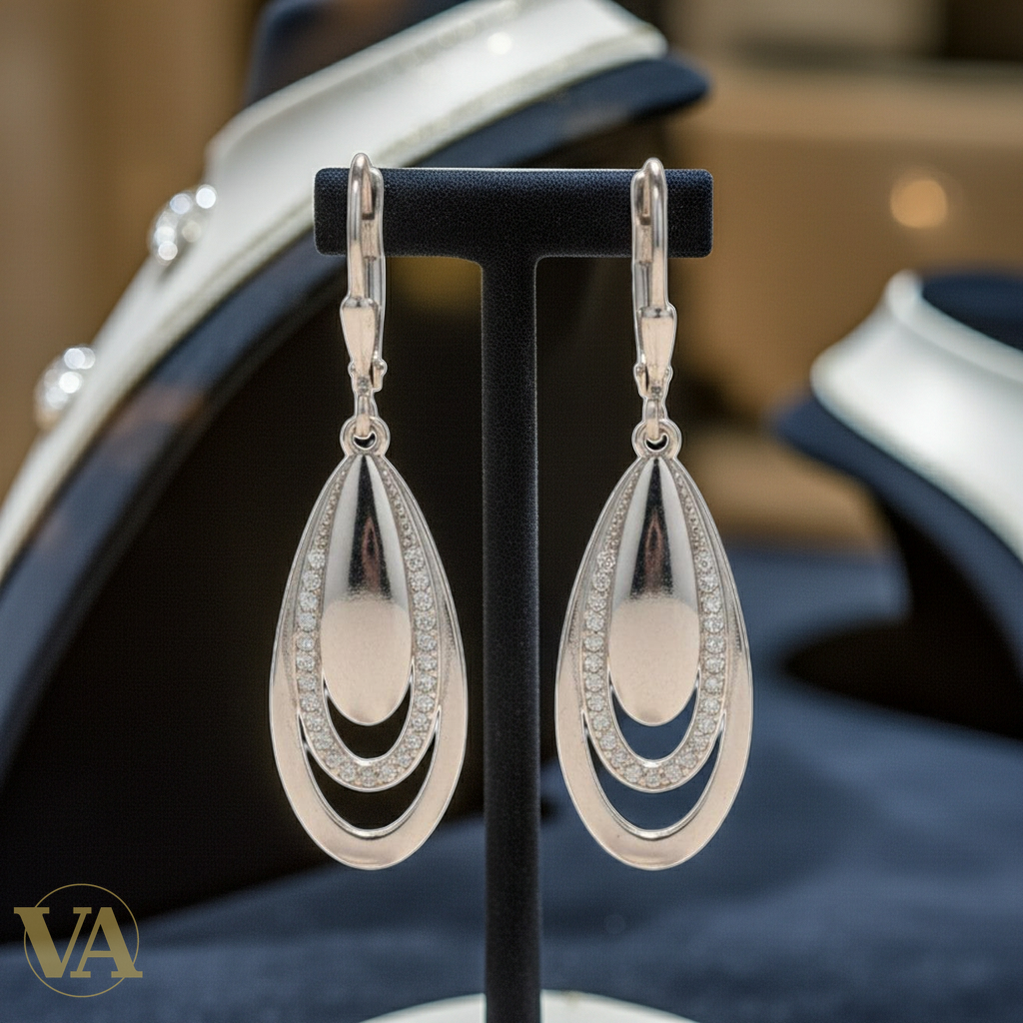 Boucles d'Oreilles Femme Pendantes Argent 925 – Triple Anneau & Zirconium-Vindicta : Bijoux Argent 925 Massif, Luxe et Héritage