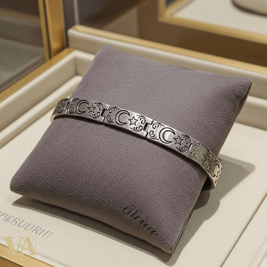 Bracelet Homme Argent 925 – Motifs Croissant & Étoile 7,2 mm - Argent 925 - Vindicta