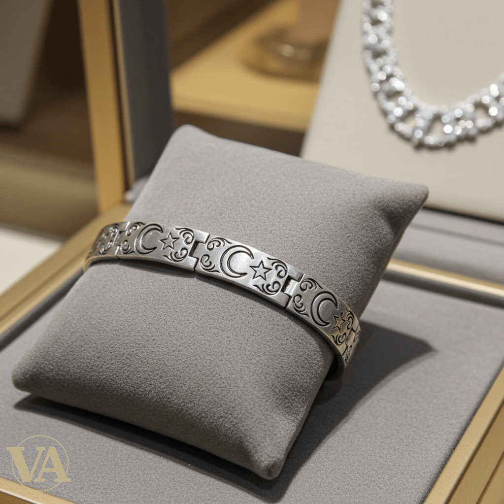 Bracelet Homme Argent 925 – Motifs Croissant & Étoile 7,2 mm - Argent 925 - Vindicta