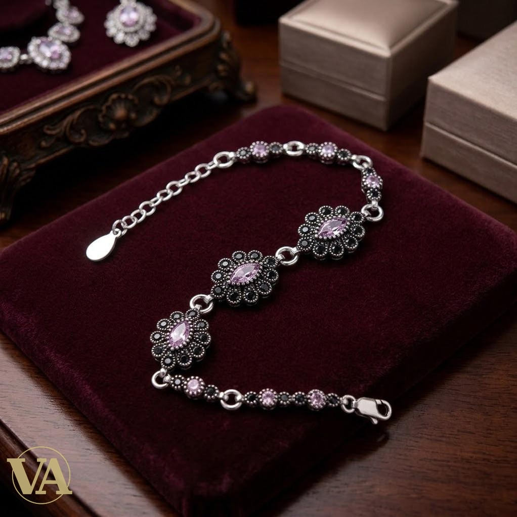 Bracelet Femme Argent 925 Améthyste & Marcassite Vintage - Argent 925 - Vindicta