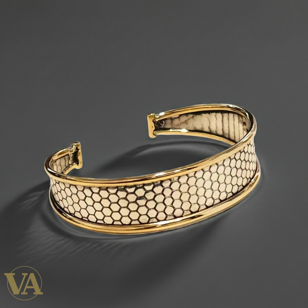 Bracelet Jonc Élégance Hexa – Argent 925 & Plaqué Or-Vindicta : Bijoux Argent 925 Massif, Luxe et Héritage