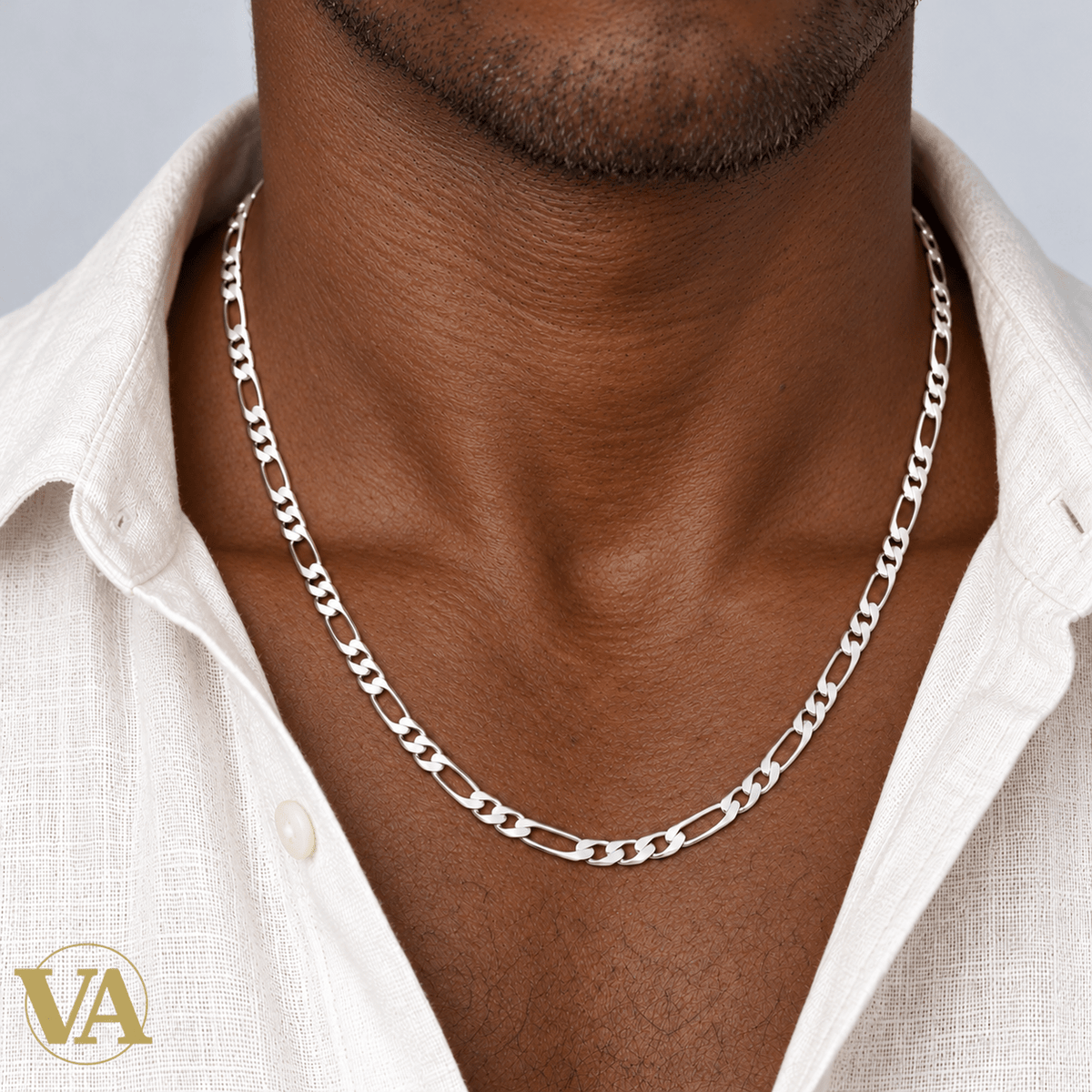 Chaîne Homme Argent 925 – Figaro 1+2 Diamantée 4,5 mm - Argent 925 - Vindicta