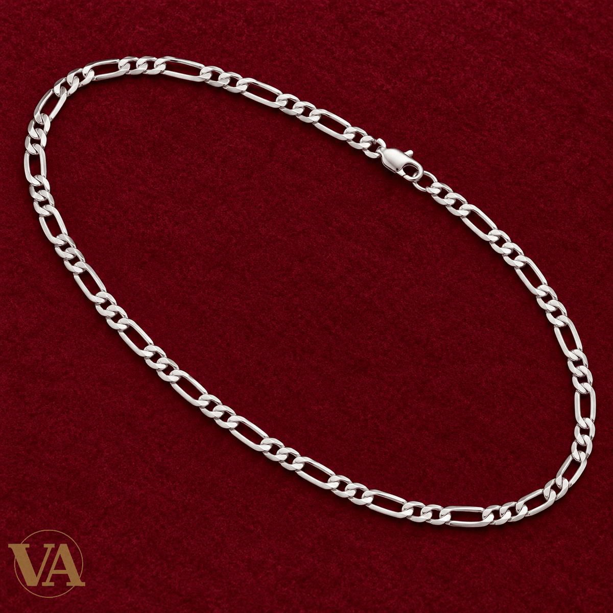 Chaîne Homme Argent 925 – Figaro 1+2 Diamantée 4,5 mm - Argent 925 - Vindicta