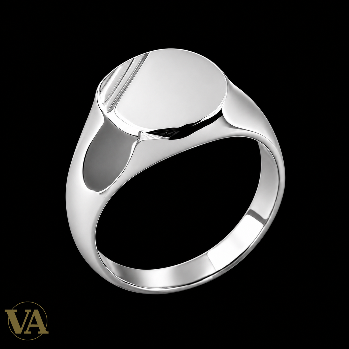 Chevalière Homme Argent 925 Rhodié – Ovale Poli et Doubles Rainures — hero