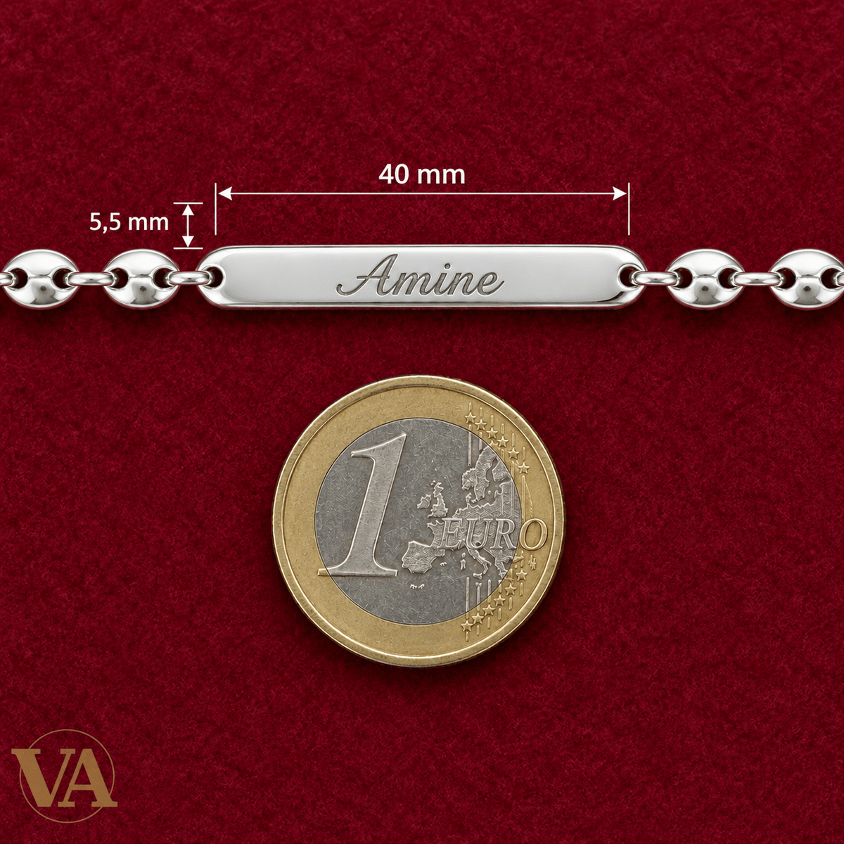 Gourmette homme argent 925 à graver — Grain de café, 19 cm - Argent 925 - Vindicta