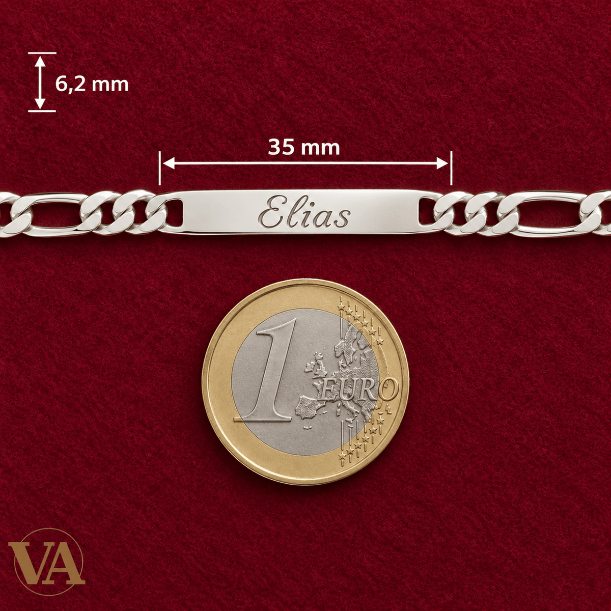 Bracelet homme Figaro 1+3 argent 925 personnalisable — 20 cm - Argent 925 - Vindicta