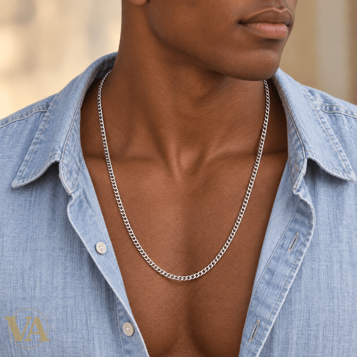 Chaîne Homme Argent 925 – Gourmette diamantée Rhodiée 3 mm - Argent 925 - Vindicta
