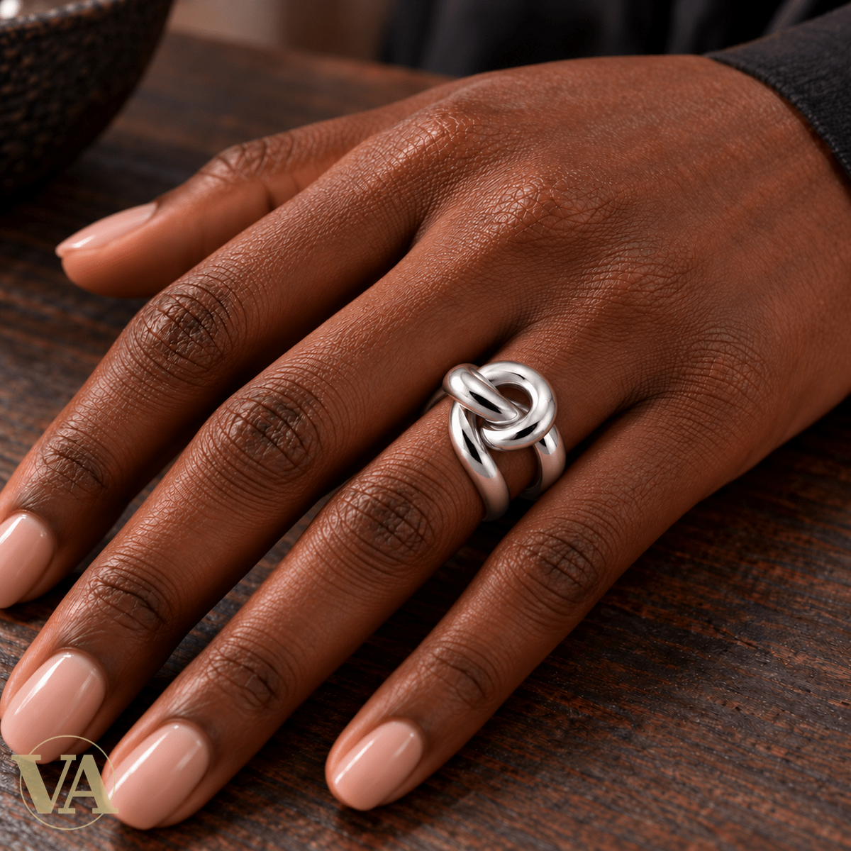 Bague Femme Argent 925 Rhodié – Nœud Sculptural aux Courbes Polies - Argent 925 - Vindicta