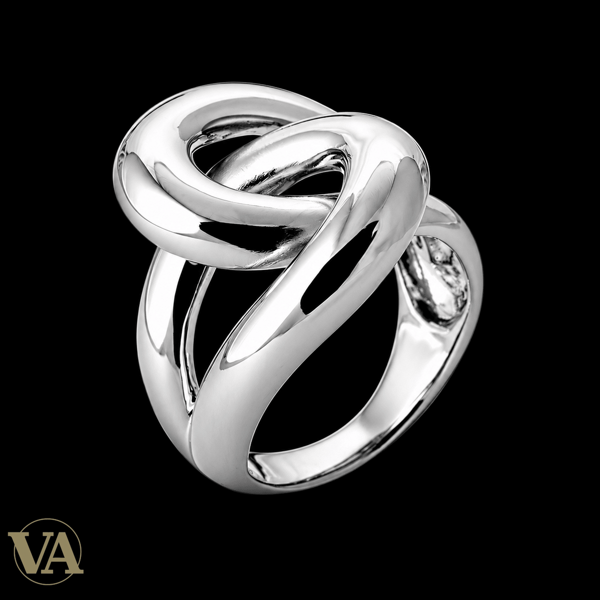 Bague Femme Argent 925 Rhodié – Nœud Sculptural aux Courbes Polies - Argent 925 - Vindicta