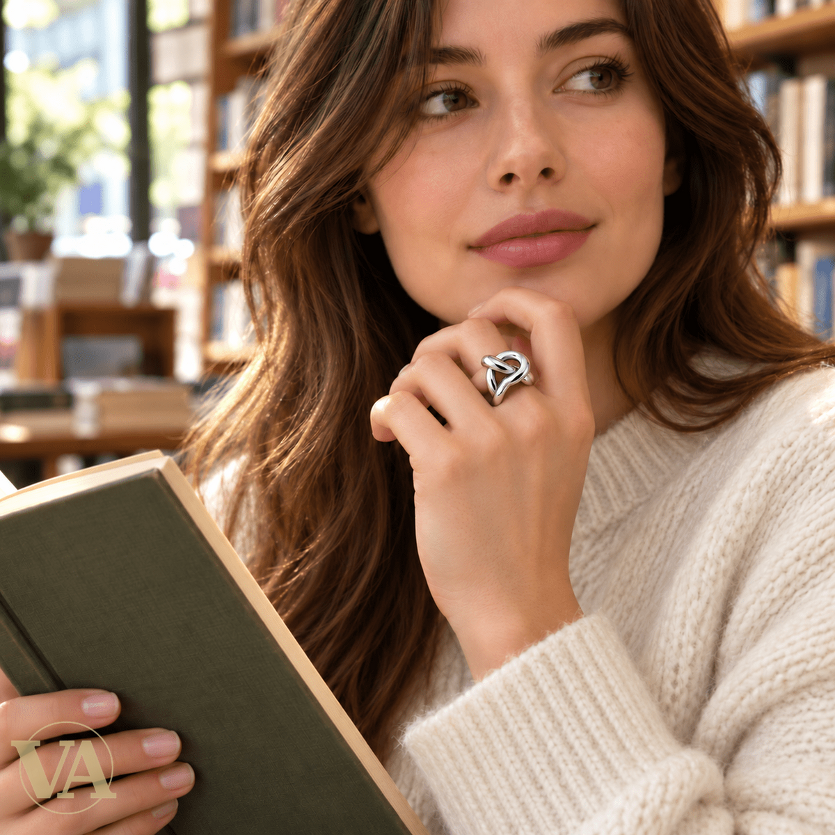 Bague Femme Argent 925 Rhodié – Nœud Sculptural aux Courbes Polies - Argent 925 - Vindicta