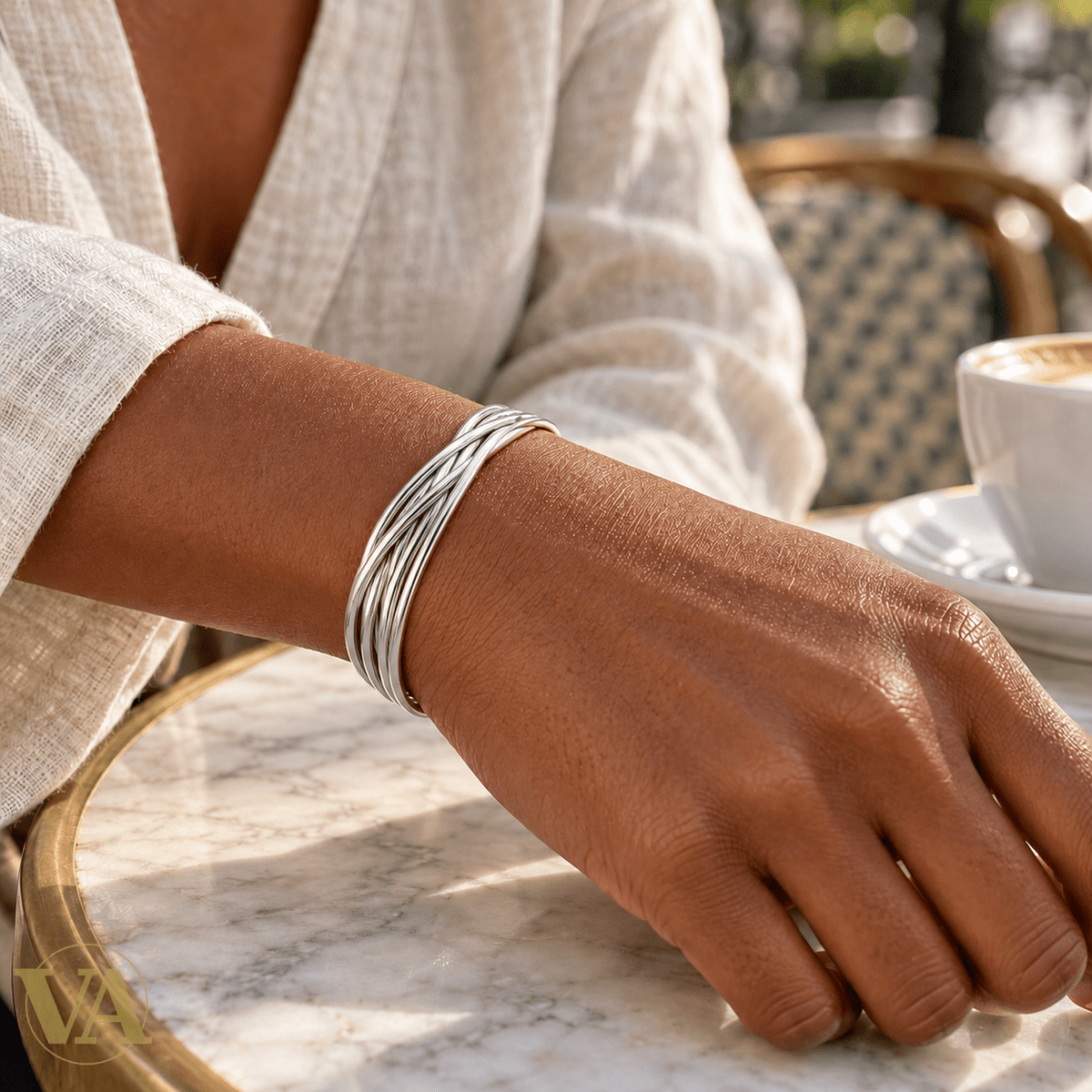 Jonc argent 925 rhodié multibrins croisés - Argent 925 - Vindicta