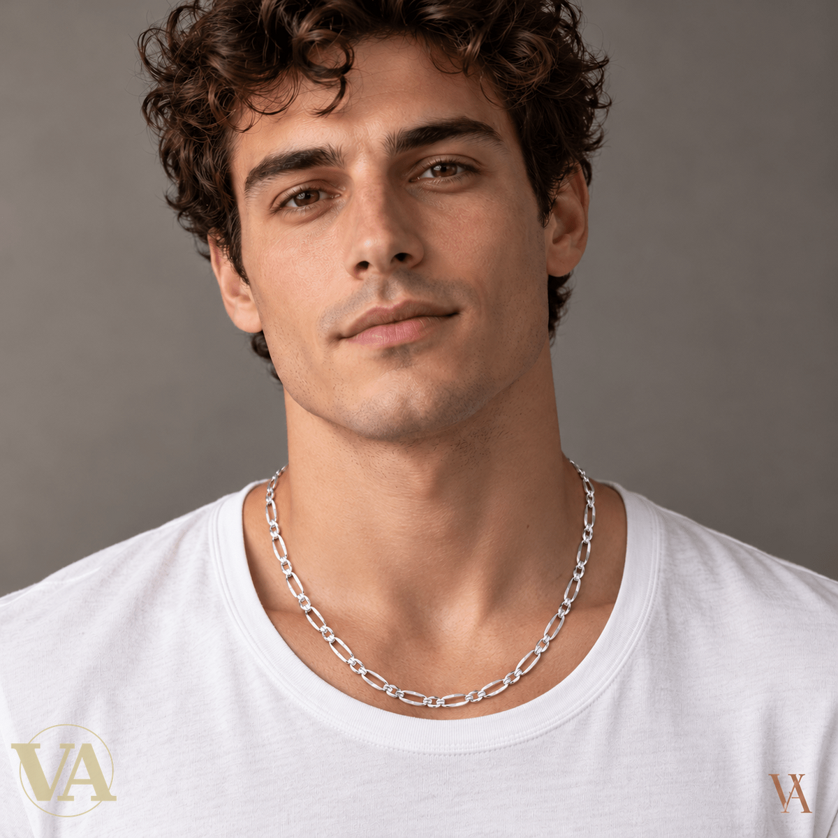 Chaîne Homme Argent 925 – Figaro 1+1 diamantée 4 faces Rhodiée 3 mm - Argent 925 - Vindicta