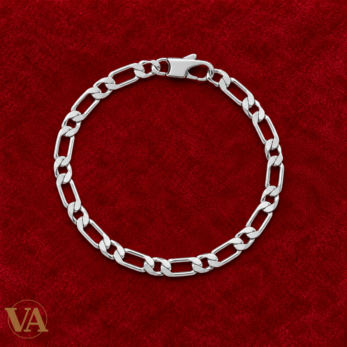 Bracelet homme argent 925 complet sur fond rouge