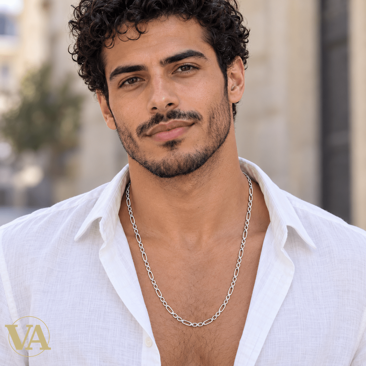 Chaîne Homme Argent 925 – Figaro 1+2 diamantée 4 faces Rhodiée 3,5 mm - Argent 925 - Vindicta