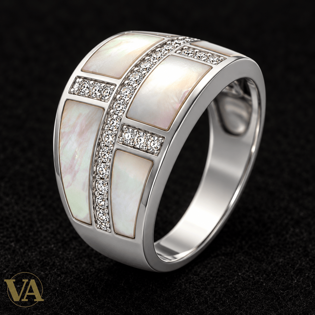 Bague Femme Argent 925 Rhodié — Mosaïque de Nacre - Argent 925 - Vindicta