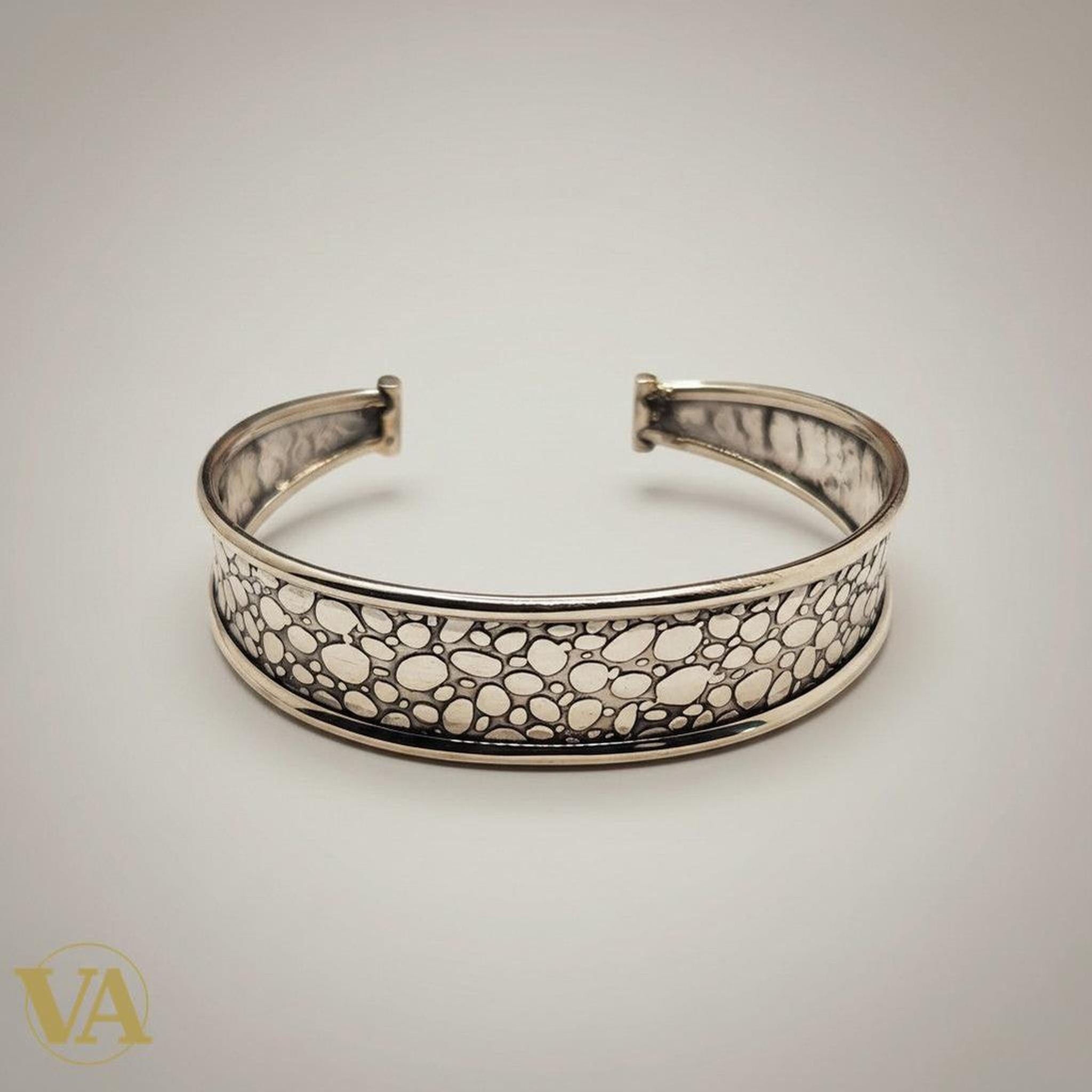 Bracelet Jonc Femme Argent 925 – Motif Galet Texturé - Argent 925 - Vindicta