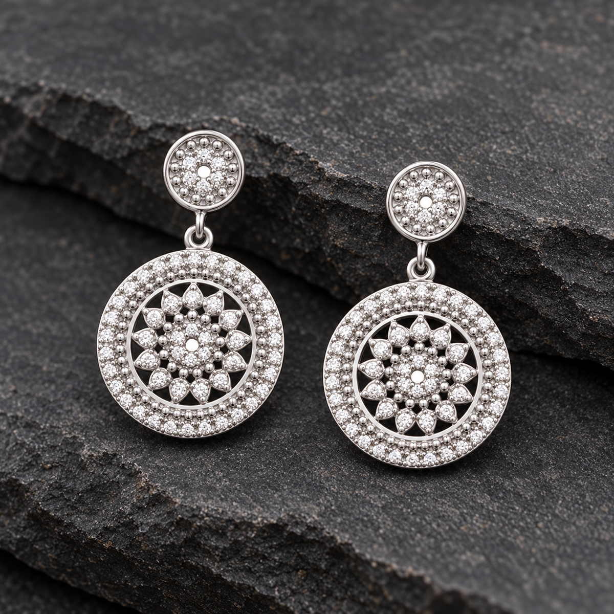 Boucles d’oreilles argent 925 rhodié — détail du bijou