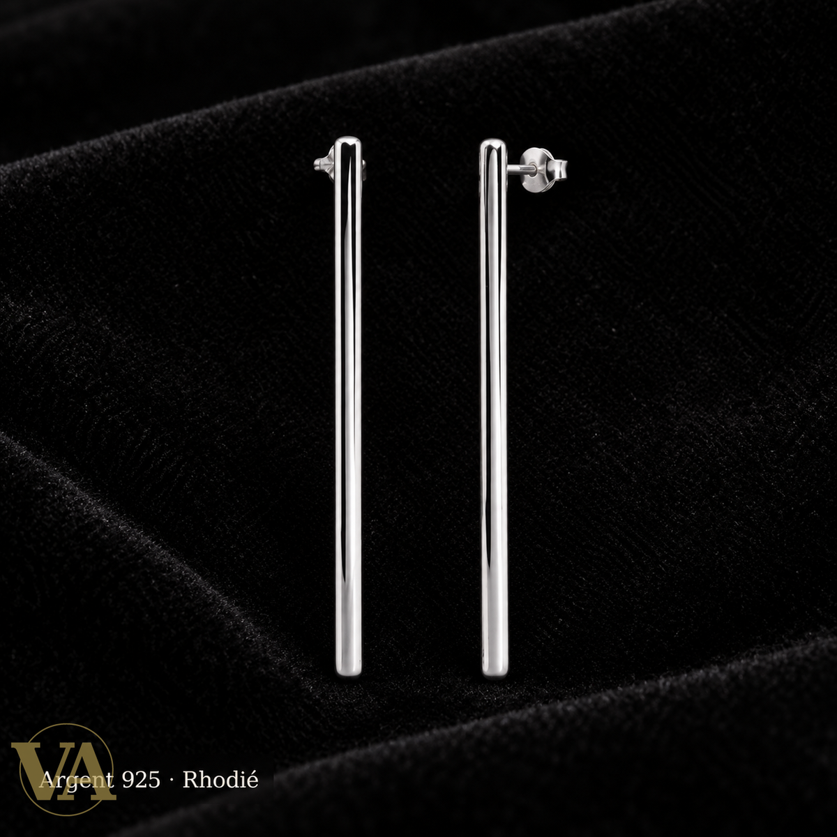 Barrettes élancées en argent 925 rhodié — vue de la paire
