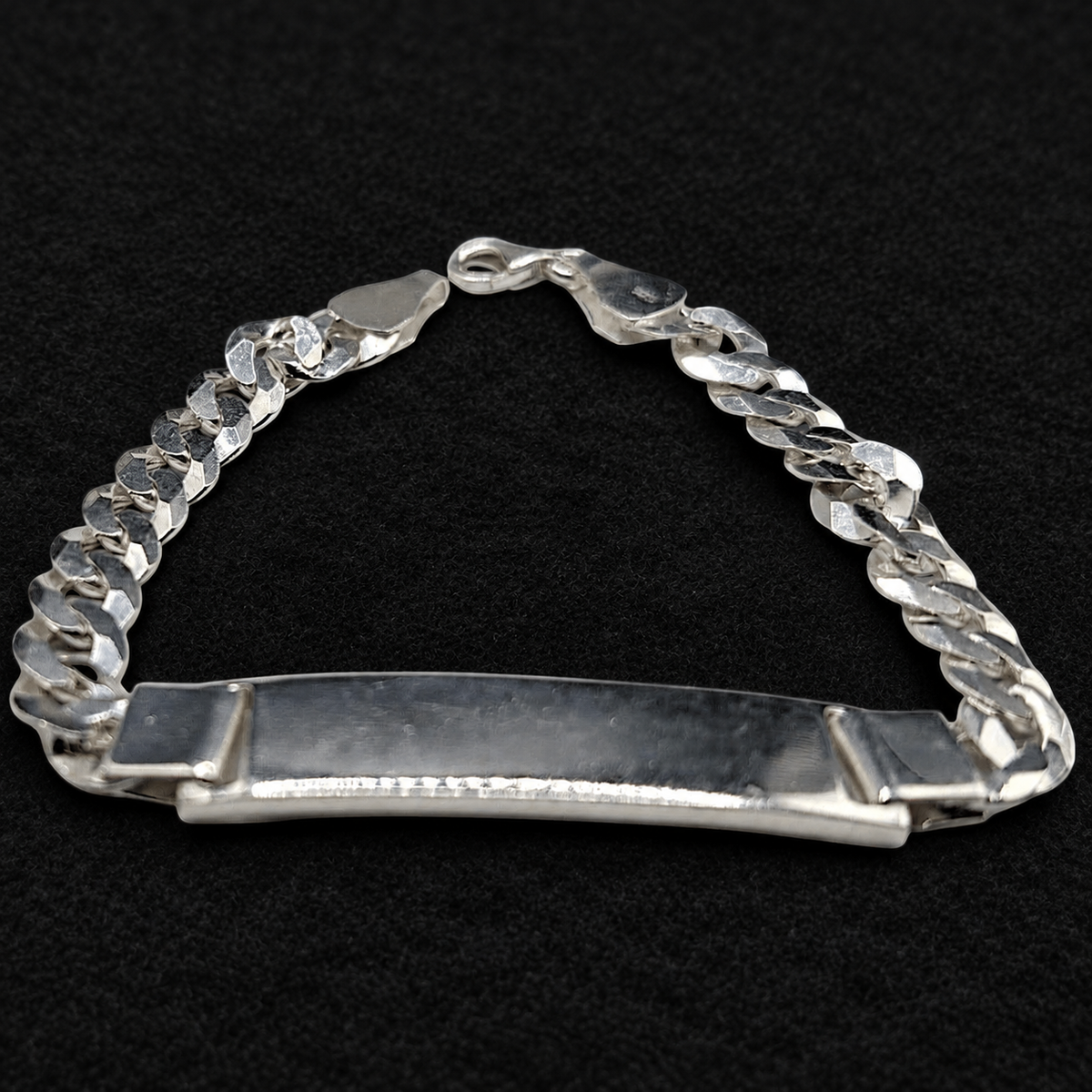 Bracelet Homme Argent 925 – Gourmette & Plaque Fine 38 mm - Argent 925 - Vindicta