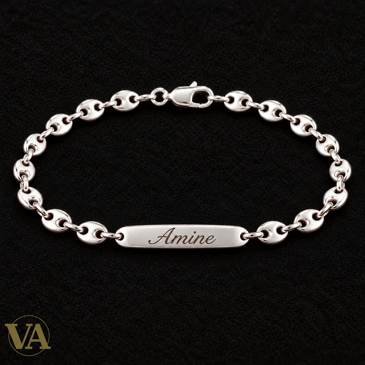 Gourmette homme argent 925 à graver — Grain de café, 19 cm - Argent 925 - Vindicta