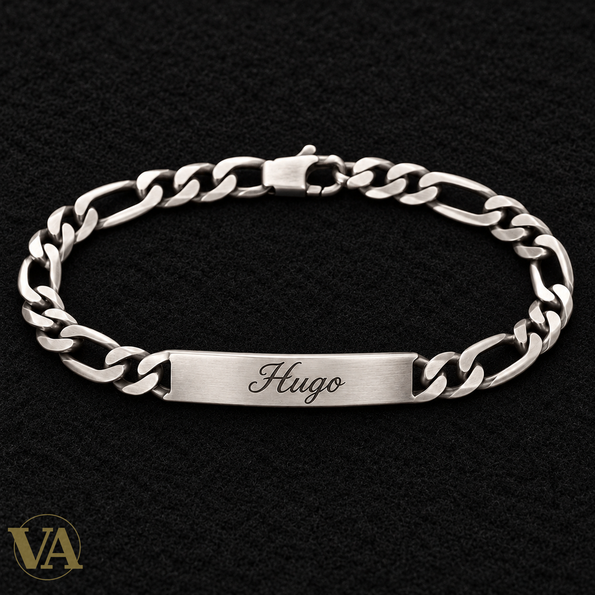 Gourmette homme argent 925 vieilli à graver — Figaro 1+3, 22 cm - Argent 925 - Vindicta