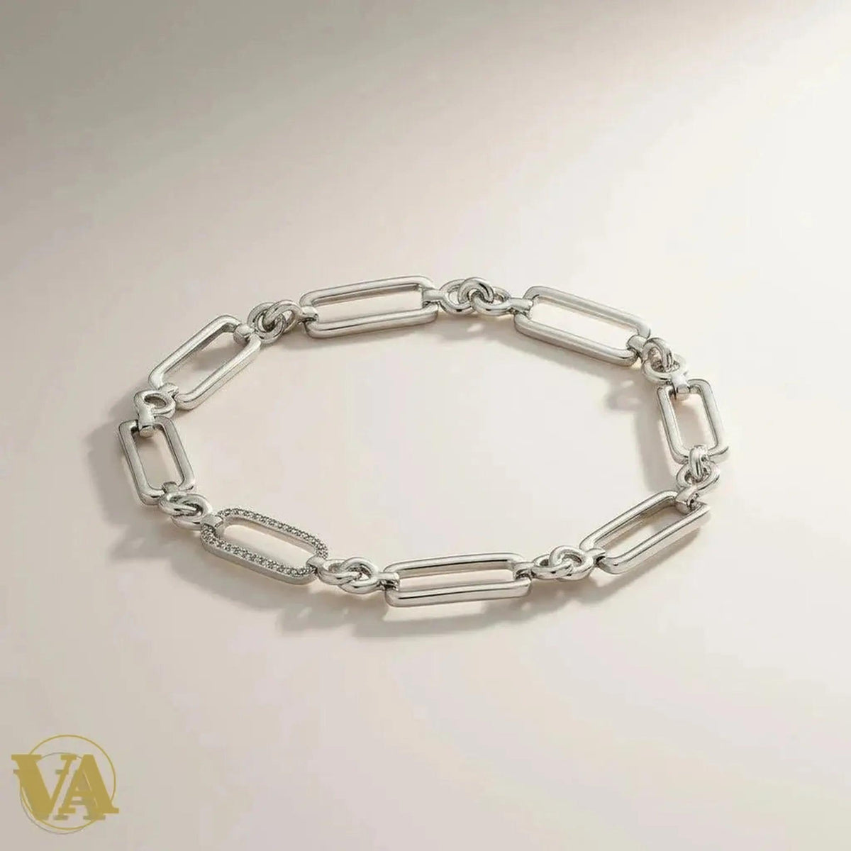 Bracelet Femme en argent 925 – Maillons rectangulaires pavés de zirconiums